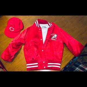 Vintage Cincinnati Reds Child's Nylon Jacket and Cap- Size 5/6